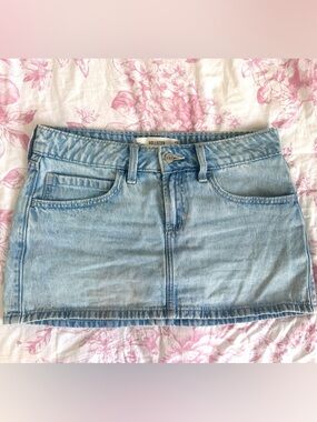 Hollister Light Blue Denim Mini Skirt